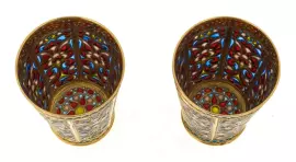 Набор из 2-х стопок "Цветение" с золочением с витражными эмалями