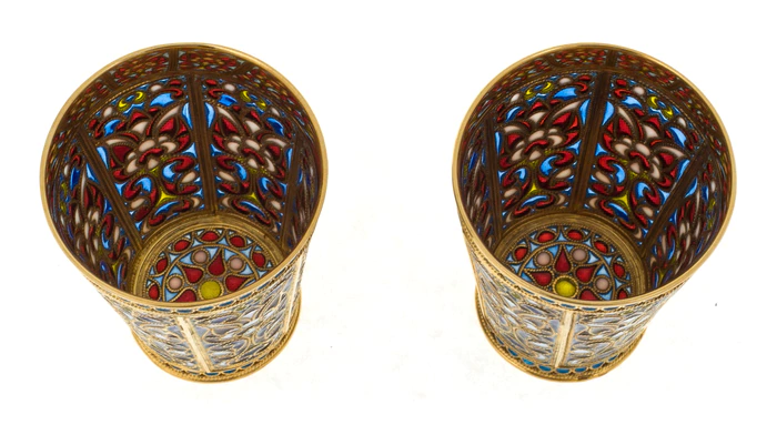Set of 2 stacks "Blooming" with gilding with stained glass enamels