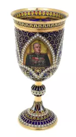 Бокал "Жуков" золочение с витражными эмалями