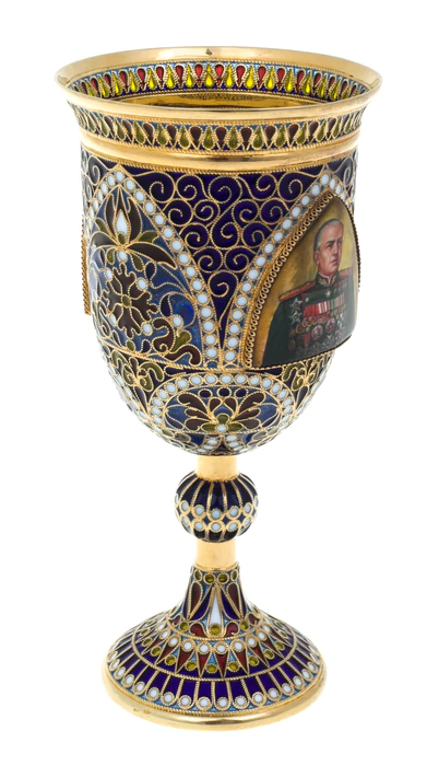 Glass "Zhukov" gilding with stained glass enamels