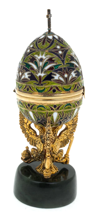 Easter egg "Derzhava" gilding with stained glass enamels