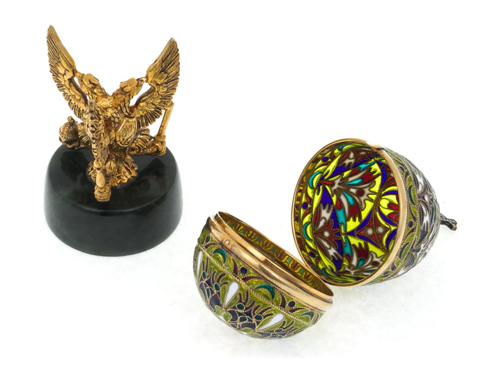 Easter egg "Derzhava" gilding with stained glass enamels
