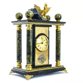 Каминные часы "Орел" Златоуст, латунь, змеевик