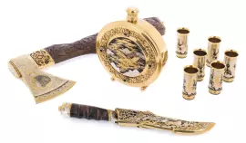 Eagle and Wolf hunting set with stones, Zlatoust