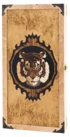 Нарды из карельской березы "Морда тигра" малые, с инкрустацией