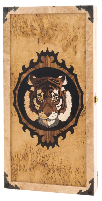 Karelian birch backgammon "Tiger's Muzzle" small, inlaid