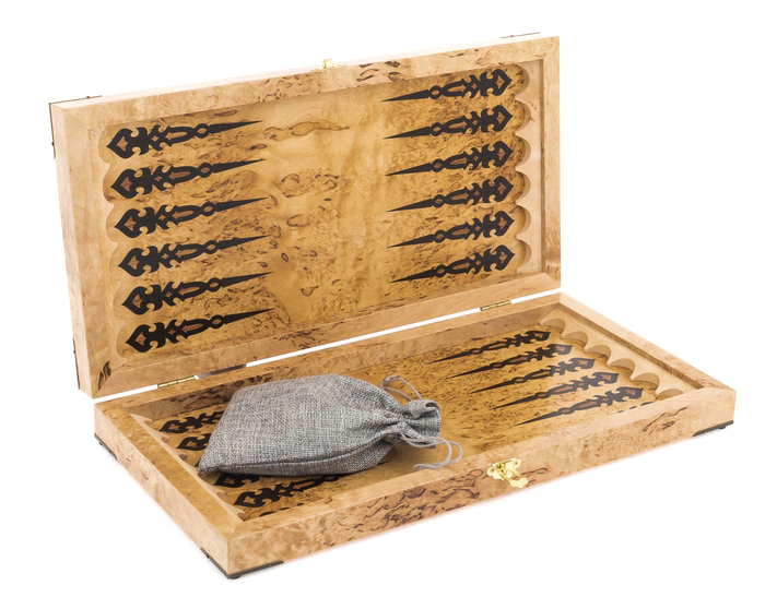 Karelian birch backgammon "Tiger's Muzzle" small, inlaid