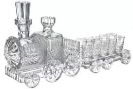 Crystal vodka set "Steam Train" for 10 people