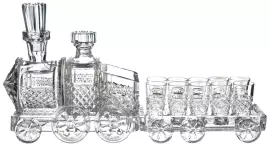 Crystal vodka set "Steam Train" for 10 people