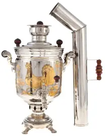 Самовар латунный никелированный "Тетерев" (угольный) Самовар латунный никелированный "Тетерев" (угольный)