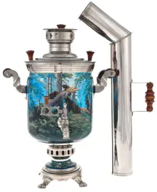 Самовар латунный никелированный "Утро в сосновом бору" Самовар латунный никелированный "Утро в сосновом бору"