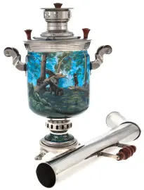 Самовар латунный никелированный "Утро в сосновом бору" Самовар латунный никелированный "Утро в сосновом бору"