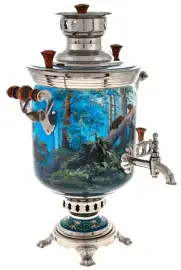 Самовар латунный никелированный "Утро в сосновом бору" Самовар латунный никелированный "Утро в сосновом бору"