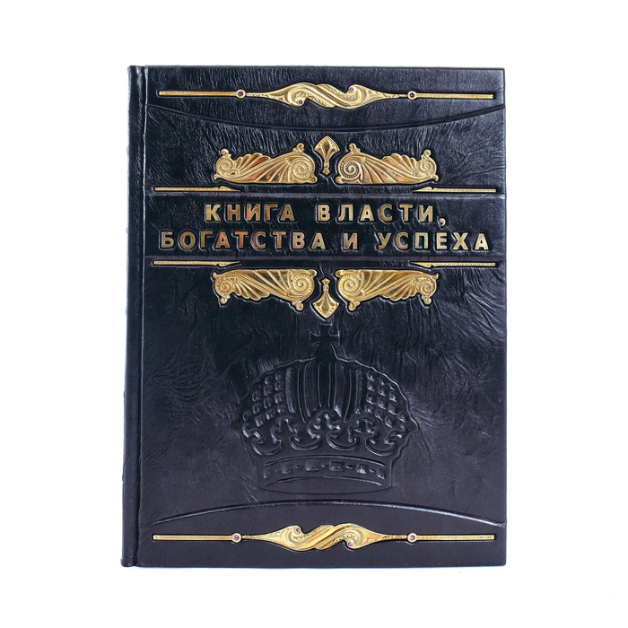 The leather-bound book "The Book of Power, Wealth and Success"