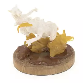 Mammoth tusk and amber statuette "Bears on a fishing trip"