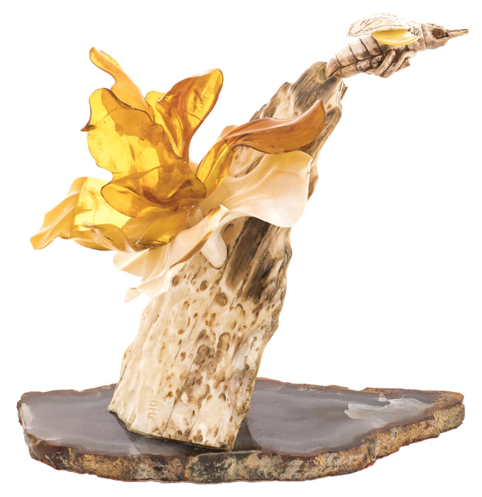 Sculptural composition "Orchid with a beetle"