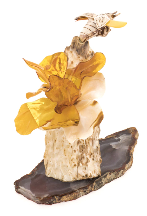 Sculptural composition "Orchid with a beetle"