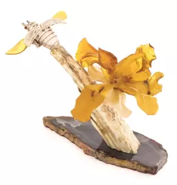 Sculptural composition "Orchid with a beetle"