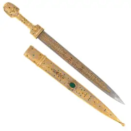 Кинжал "Кавказский" с филигранью и малахитом, Златоуст Кинжал "Кавказский" с филигранью и малахитом, Златоуст