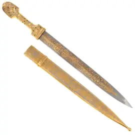 Кинжал "Кавказский" с филигранью и малахитом, Златоуст Кинжал "Кавказский" с филигранью и малахитом, Златоуст