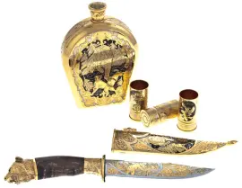 Охотничий набор "Медведь" на 3 персоны, Златоуст Охотничий набор "Медведь" на 3 персоны, Златоуст