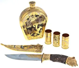 Охотничий набор "Медведь" на 3 персоны, Златоуст Охотничий набор "Медведь" на 3 персоны, Златоуст