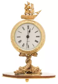 Table clock "Sea abundance" on agate, Zlatoust