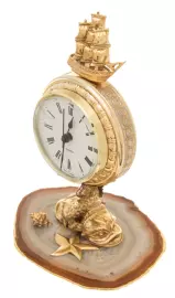 Table clock "Sea abundance" on agate, Zlatoust