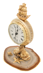 Table clock "Sea abundance" on agate, Zlatoust
