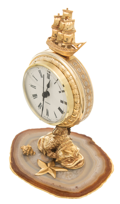 Table clock "Sea abundance" on agate, Zlatoust
