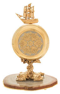 Table clock "Sea abundance" on agate, Zlatoust