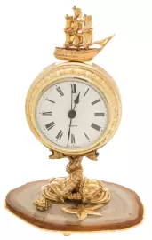 Table clock "Sea abundance" on agate, Zlatoust