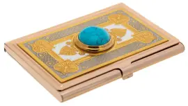 Визитница карманная "Элегант" с бирюзой, Златоуст