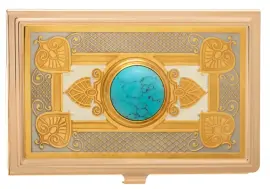 Визитница карманная "Элегант" с бирюзой, Златоуст