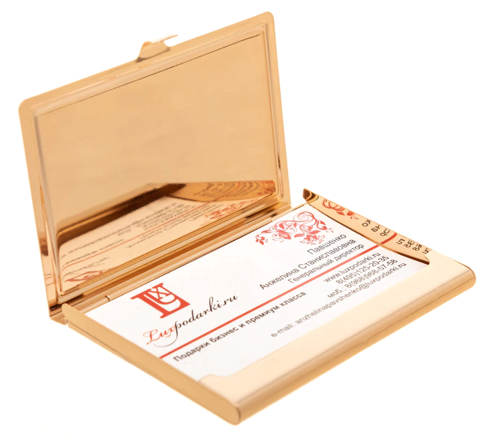 Pocket business card holder "Elegant" with turquoise, Zlatoust
