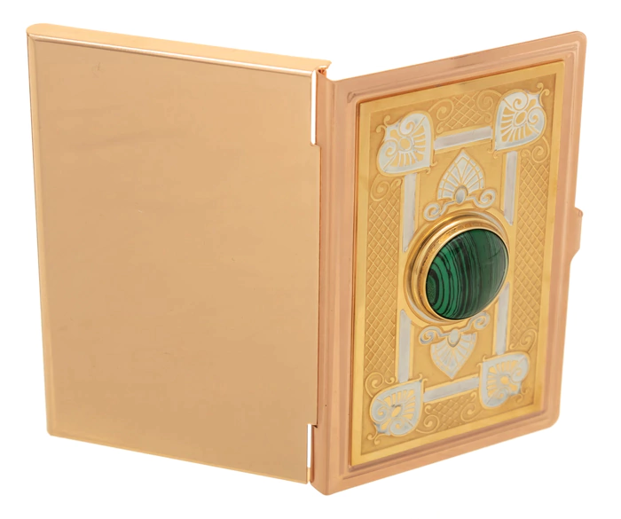 Pocket business card holder "Elegant" with malachite, Zlatoust