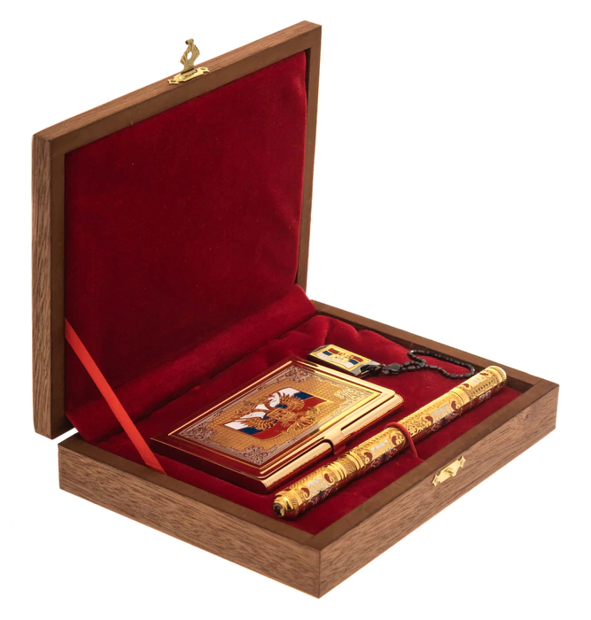 Tricolor business set with flash drive, Zlatoust
