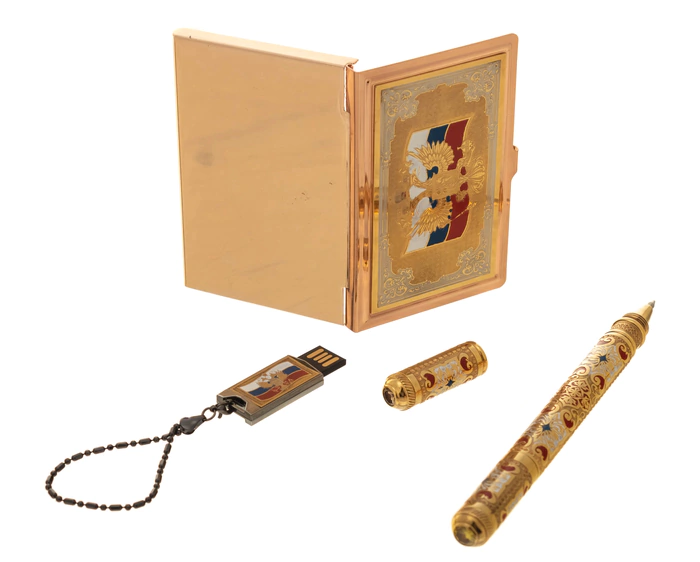 Tricolor business set with flash drive, Zlatoust