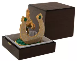 Bronze statuette with malachite "Horse with a horseshoe " For luck" Zlatoust