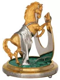 Bronze statuette with malachite "Horse with a horseshoe " For luck" Zlatoust