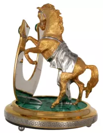 Bronze statuette with malachite "Horse with a horseshoe " For luck" Zlatoust
