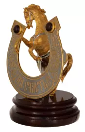 Bronze statuette with jasper "Horse with a horseshoe " For happiness" Zlatoust