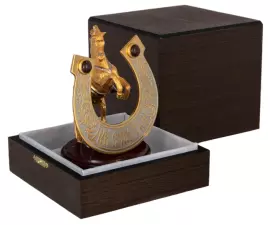 Bronze statuette with jasper "Horse with a horseshoe " For happiness" Zlatoust