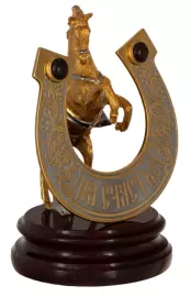Bronze statuette with jasper "Horse with a horseshoe " For happiness" Zlatoust