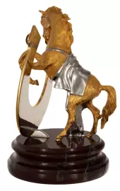 Bronze statuette with jasper "Horse with a horseshoe " For happiness" Zlatoust
