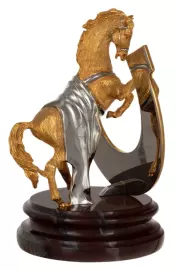 Bronze statuette with jasper "Horse with a horseshoe " For happiness" Zlatoust