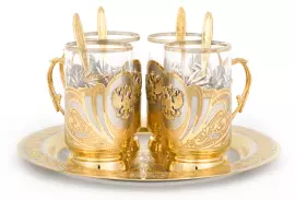 Чайный набор "Герб РФ" на 4 персоны, Златоуст