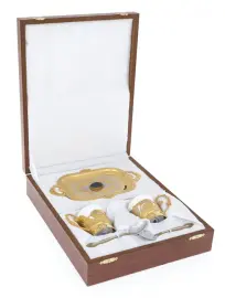 Набор кофейный с лазуритом на 2 персоны, Златоуст