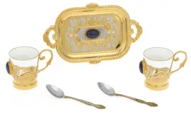 Набор кофейный с лазуритом на 2 персоны, Златоуст