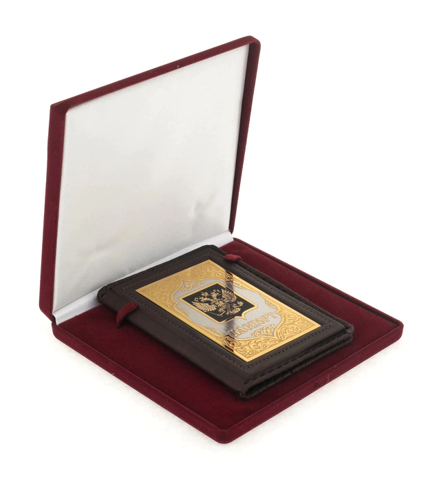 Leather passport cover "Coat of Arms of the Russian Federation"